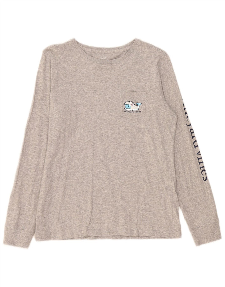 Vineyard Vines Top grafic pentru femei cu mânecă lungă UK 10 Small Grey Flecked
