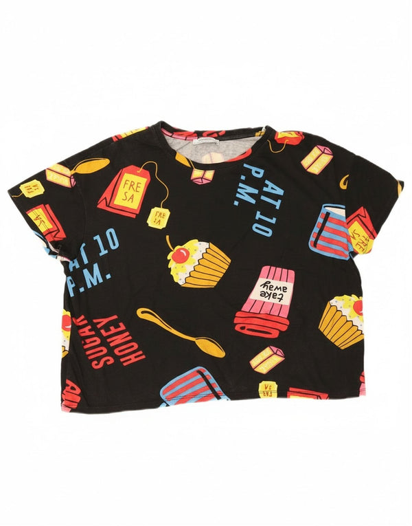 Tricou cu grafic supradimensionat pentru femei Zara UK 14 Medium Negru