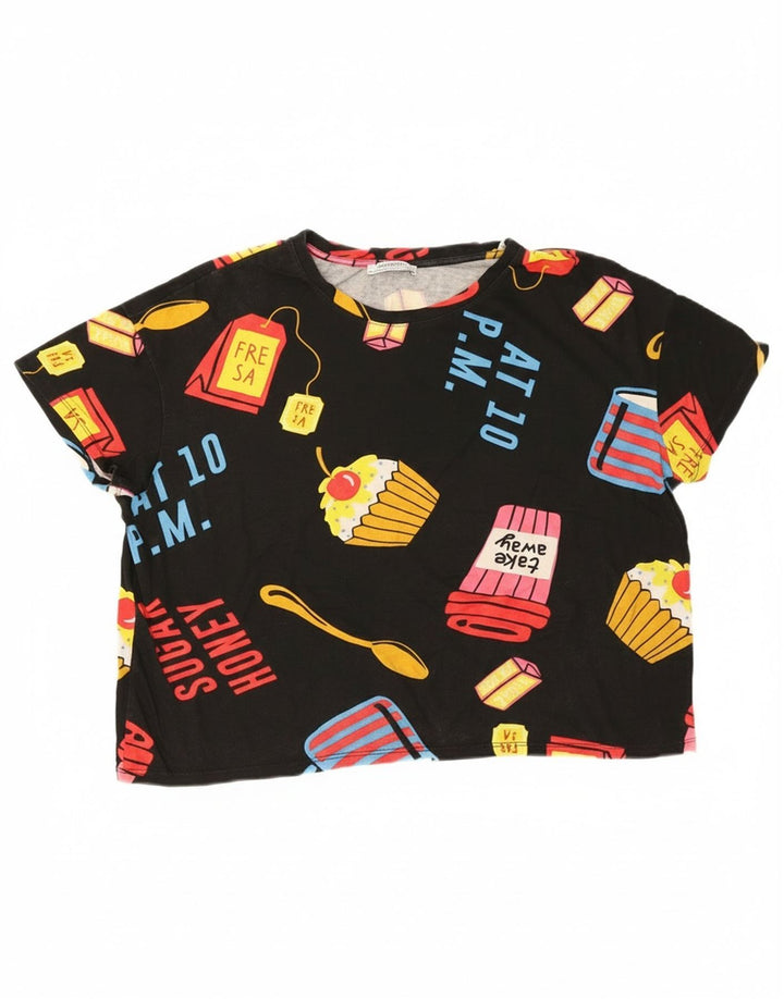 Tricou cu grafic supradimensionat pentru femei Zara UK 14 Medium Negru