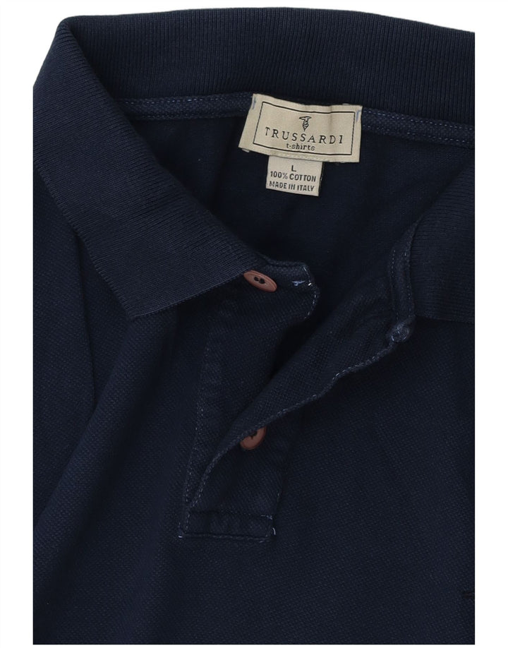 Cămașă polo Trussardi pentru bărbați, mare, albastru bleumarin, bumbac