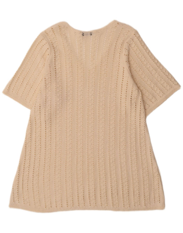 Rochie cu mânecă scurtă din croșetat pentru femei Zara UK 14 Medium Off White