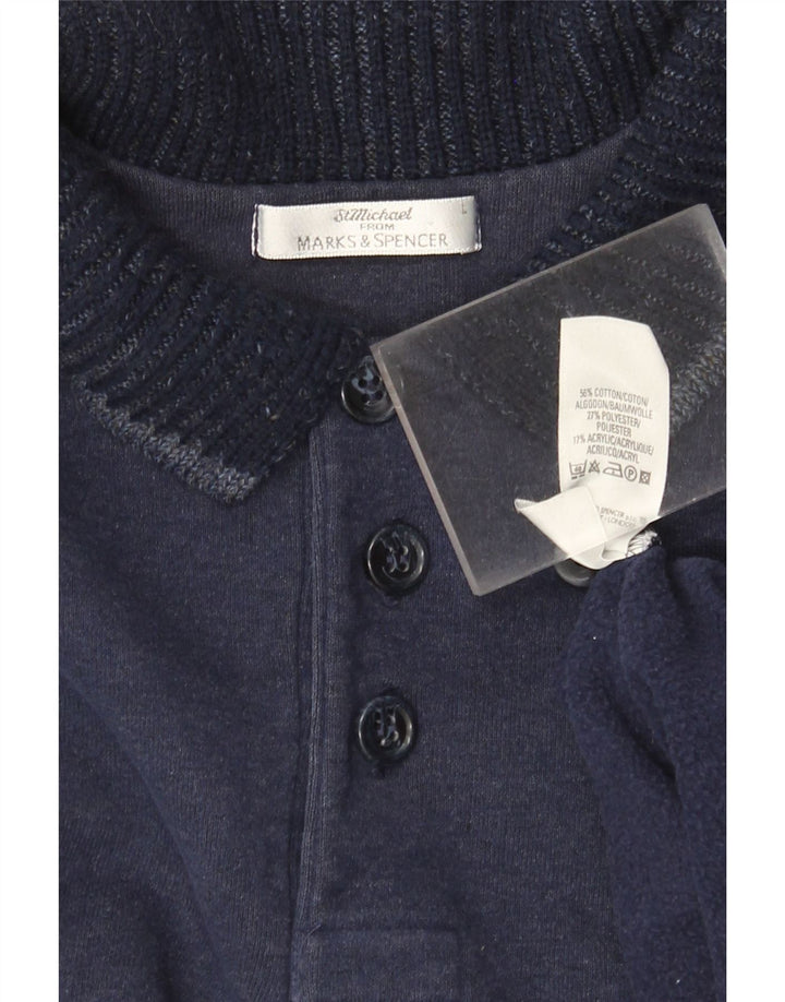 Hanorac pentru bărbați Marks & Spencer, cu gât polo, pulover mare, bleumarin, cu dungi