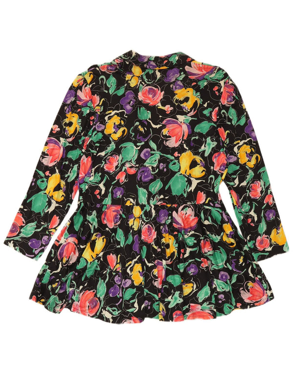 VINTAGE Womens Blazer Jacket UK 12 Medium Multicoloured Floral