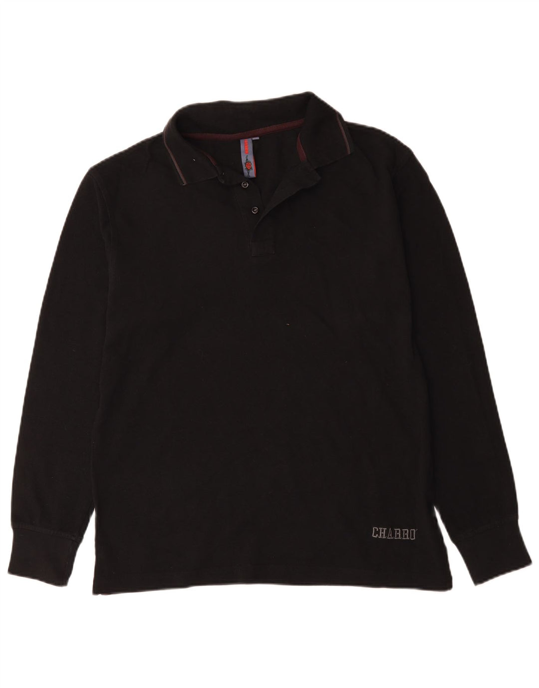 Tricou polo cu mânecă lungă pentru bărbați Charro, bumbac negru mare
