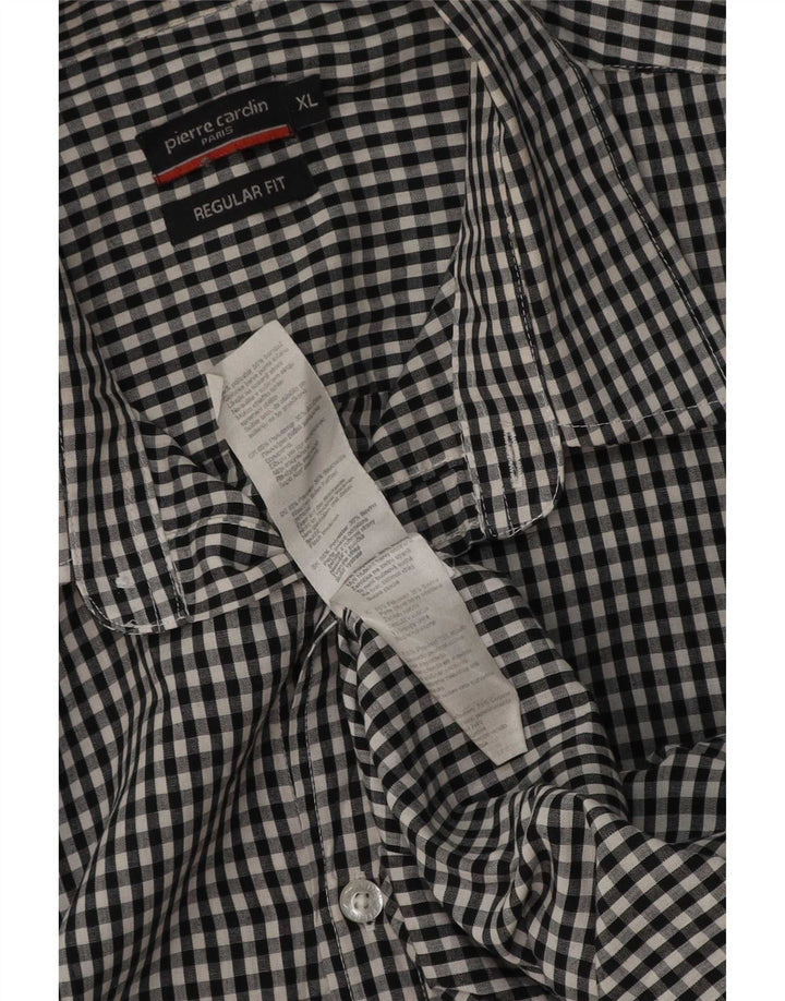 Cămașă cu mânecă scurtă pentru bărbați Pierre Cardin, cu ajustare normală, XL, negru, vichy