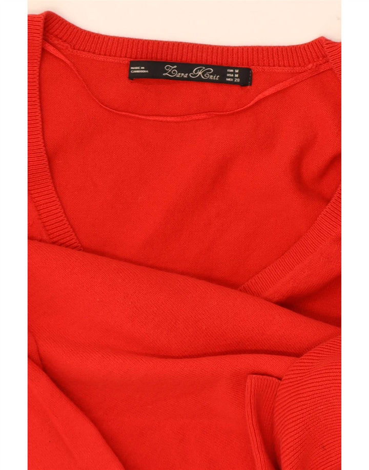 Pulover cu decolteu în V Zara pentru femei UK 12 Medium Red