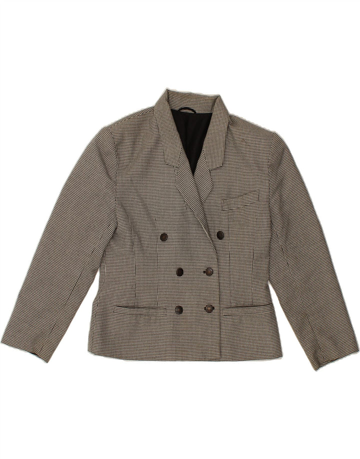ST MICHAEL Womens 3/4 Sleeve Blazer Jacket UK 12 Medium Black Houndstooth Vintage St Michael and Second-Hand St Michael from Messina Hembry 