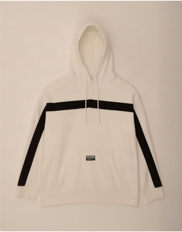 Pulover cu glugă cu grafic pentru bărbați Adidas, mare, alb, din bumbac color bloc