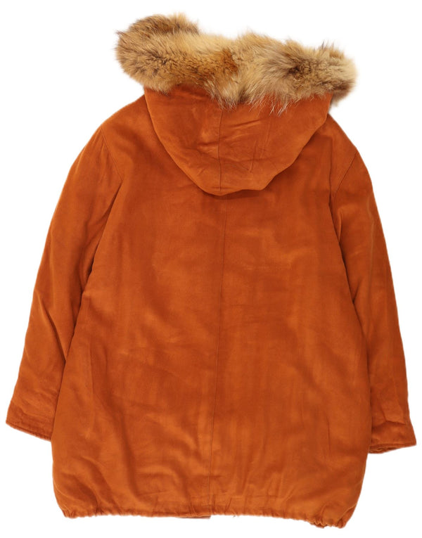 Manson vintage pentru femei, supradimensionat, cu glugă, UK 14, maro mediu