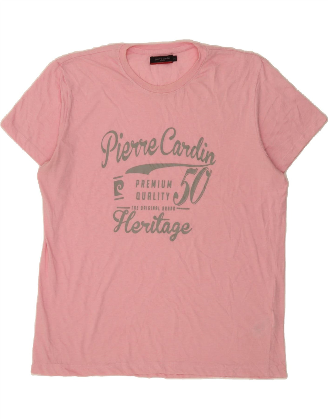 PIERRE CARDIN Mens Graphic T-Shirt Top 2XL Pink Polyester Vintage Pierre Cardin and Second-Hand Pierre Cardin from Messina Hembry 