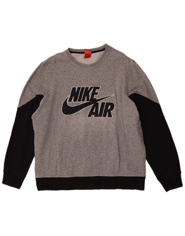 Pulover grafic pentru bărbați Nike XL, bumbac color bloc, gri