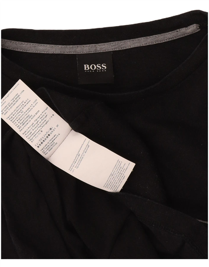 Top pentru bărbați Hugo Boss cu mânecă lungă, bumbac mediu negru