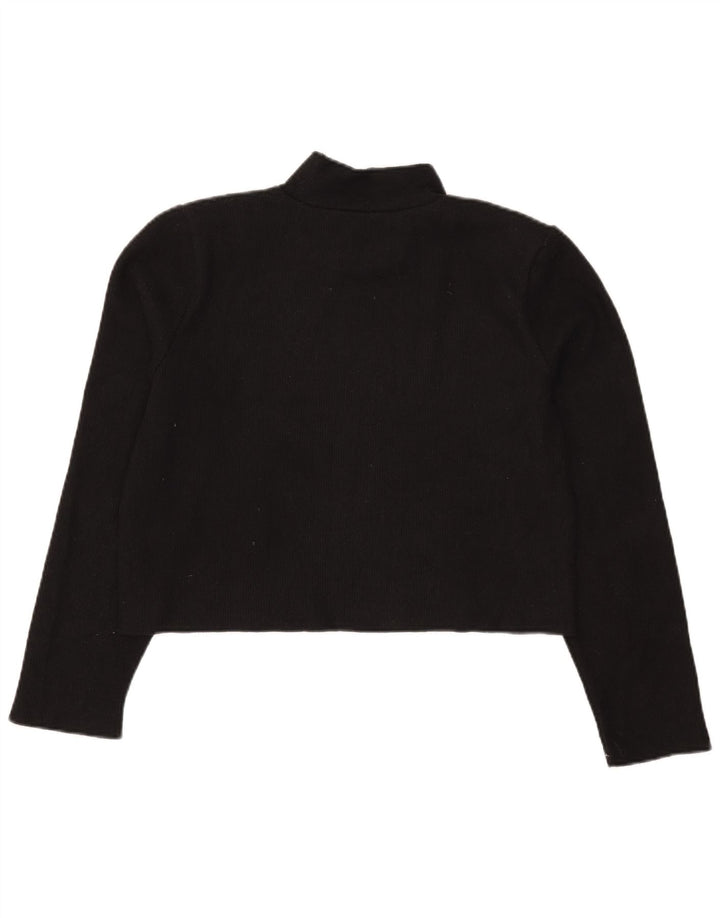 Crop Top pentru femei Zara cu mânecă lungă UK 14 Poliester mediu negru