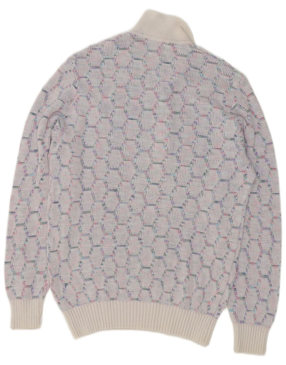 VINTAGE Pulover cu gât polo pentru bărbați, albastru mediu geometric
