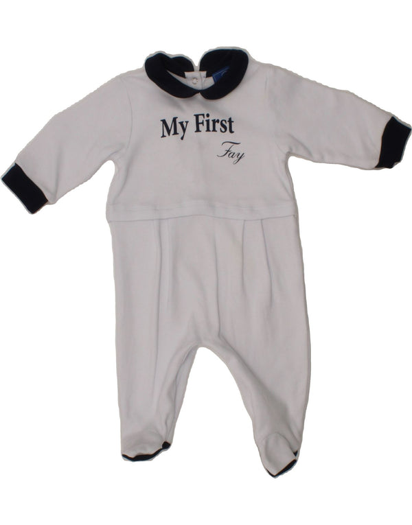 FAY Baby Boys Graphic Long Sleeve Jumpsuit 0-3 Months  White