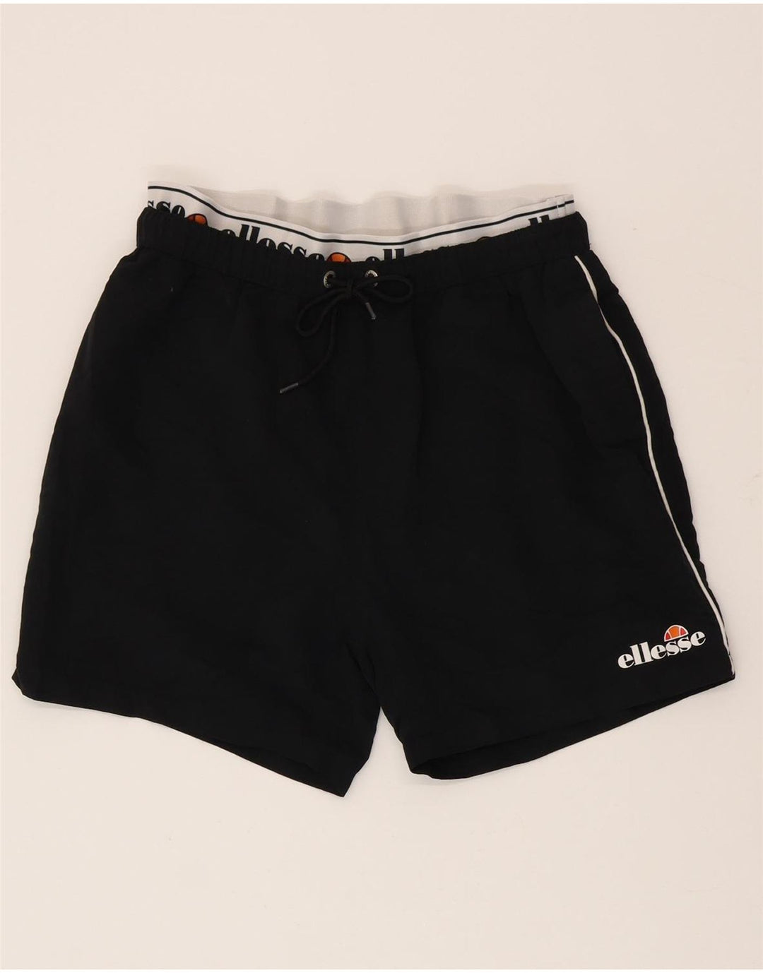 Pantaloni scurți sport grafic Ellesse pentru bărbați, poliester color bloc mediu, negru
