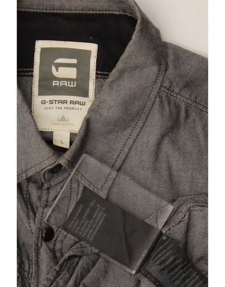 G-STAR Mens Shirt Large Grey Cotton