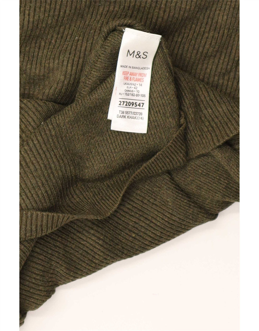Pulover cu gât țestoasă pentru femei Marks & Spencer UK 14 mare kaki viscoză