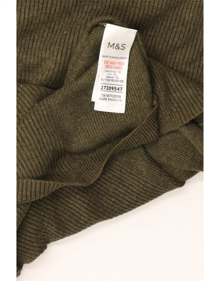 Pulover cu gât țestoasă pentru femei Marks & Spencer UK 14 mare kaki viscoză