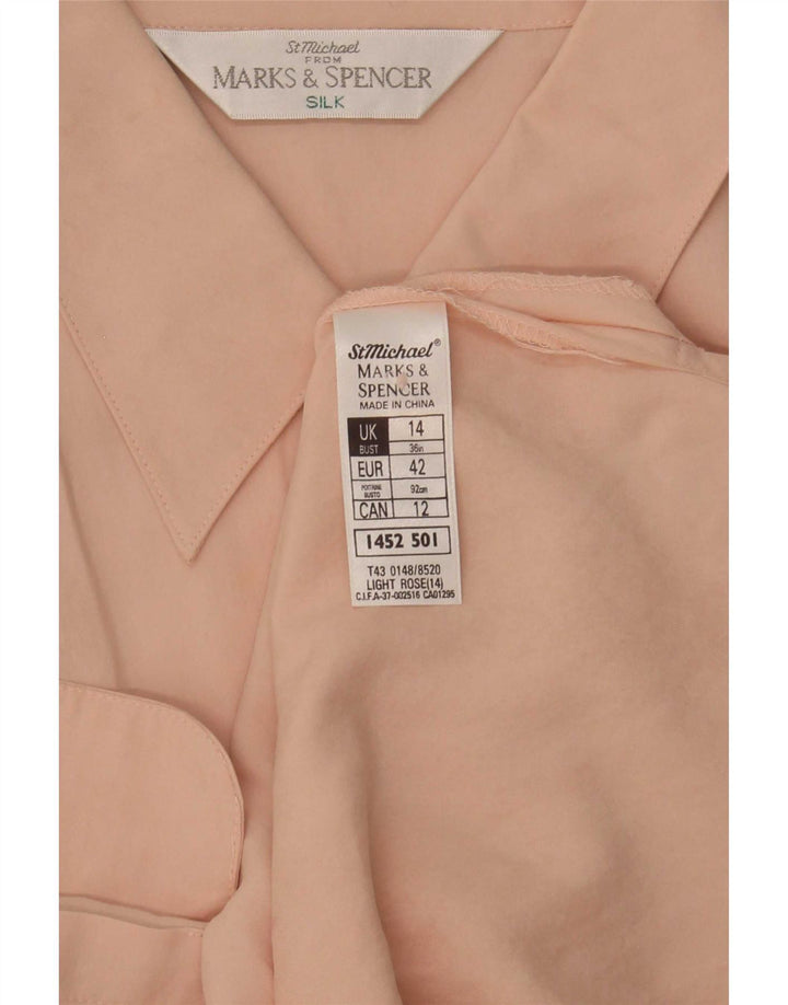 Bluză cămașă St. Michael pentru femei Marks & Spencer UK 14, mătase mare, roz