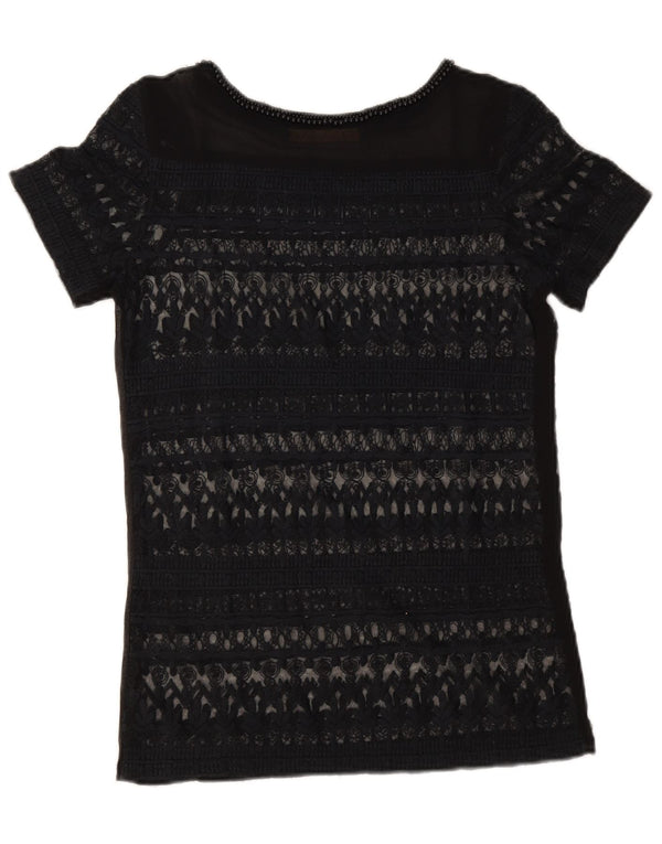 Top din dantela pentru femei Zara UK 6 XS bleumarin