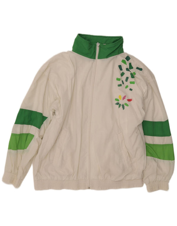 Jachetă vintage pentru bărbați, cu grafică, UK 40, mare, alb, bloc de culoare