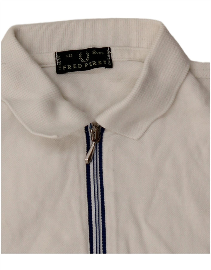 FRED PERRY Boys Polo Shirt 7-8 Years White Cotton