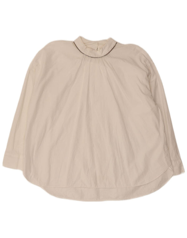 Bluză cu mânecă lungă supradimensionată pentru femei ZARA UK 6 XS Bumbac alb