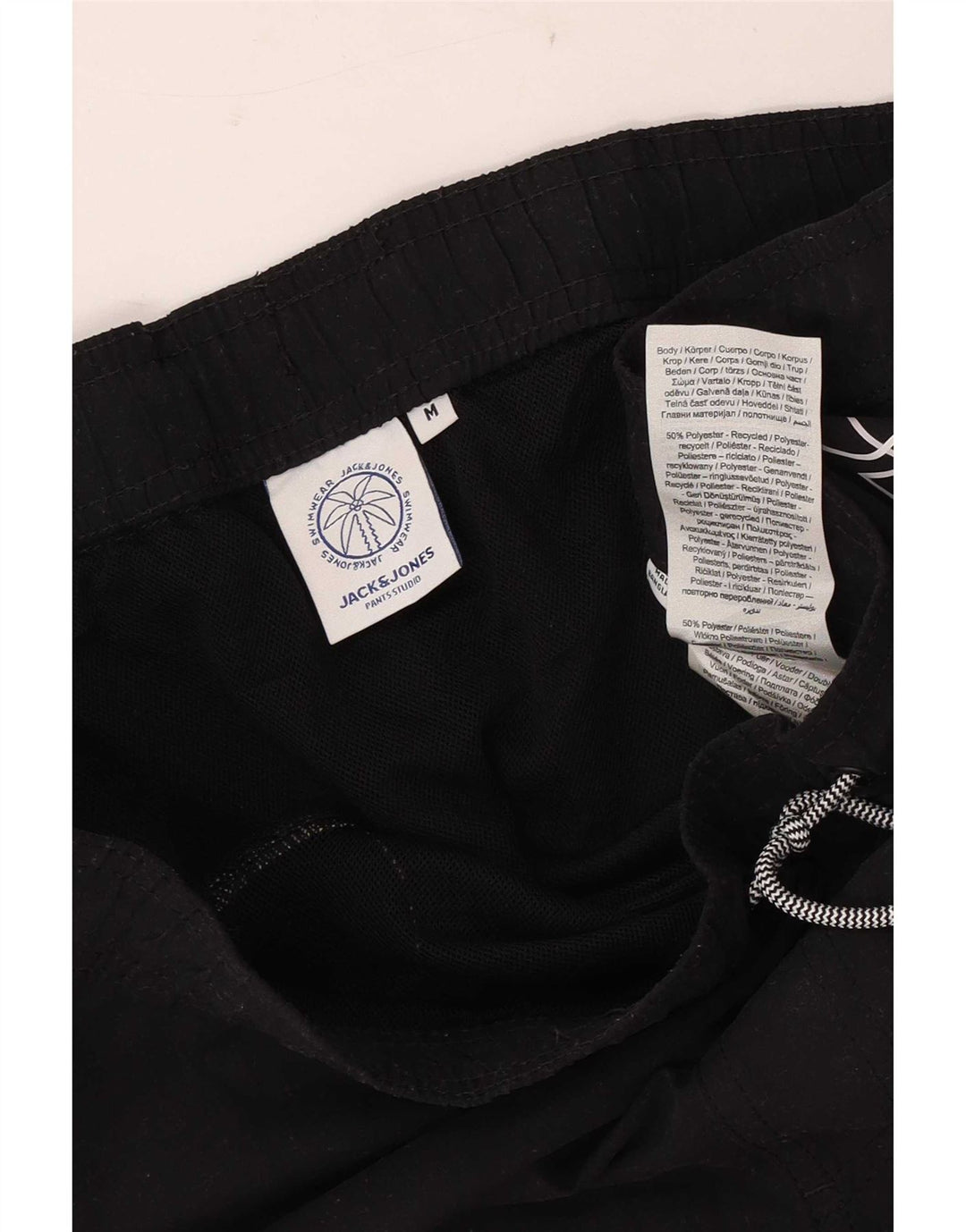 Pantaloni scurți de înot cu grafică Jack & Jones pentru bărbați, poliester mediu negru