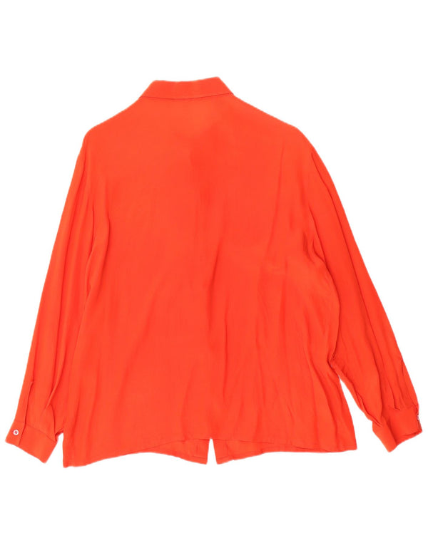 Bluză cămașă supradimensionată pentru femei Vintage IT 50 XL Mătase florală portocalie