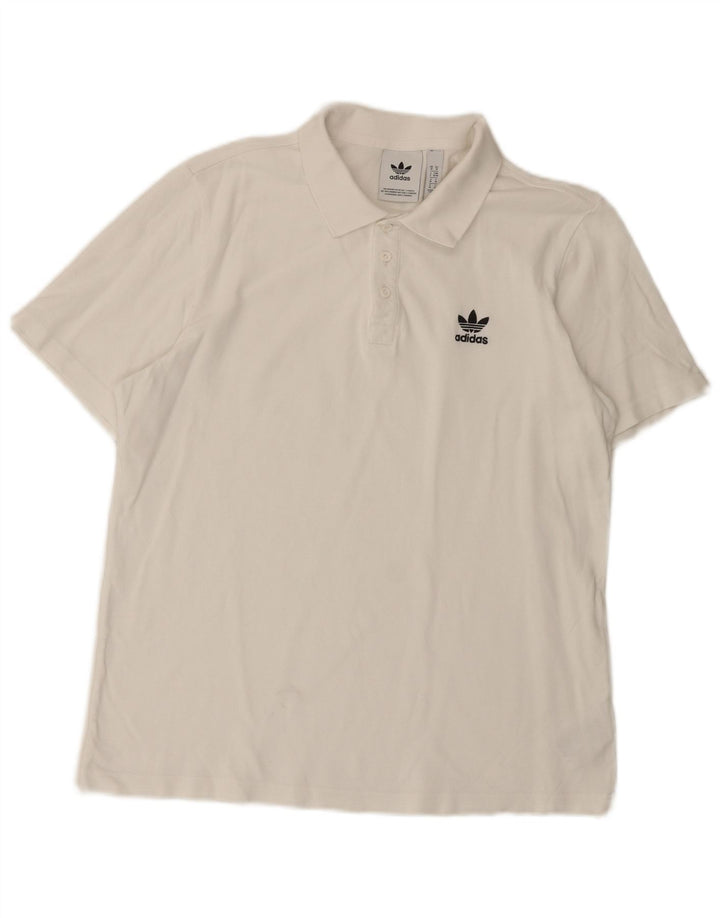 Tricou polo ADIDAS pentru bărbați, bumbac alb mediu