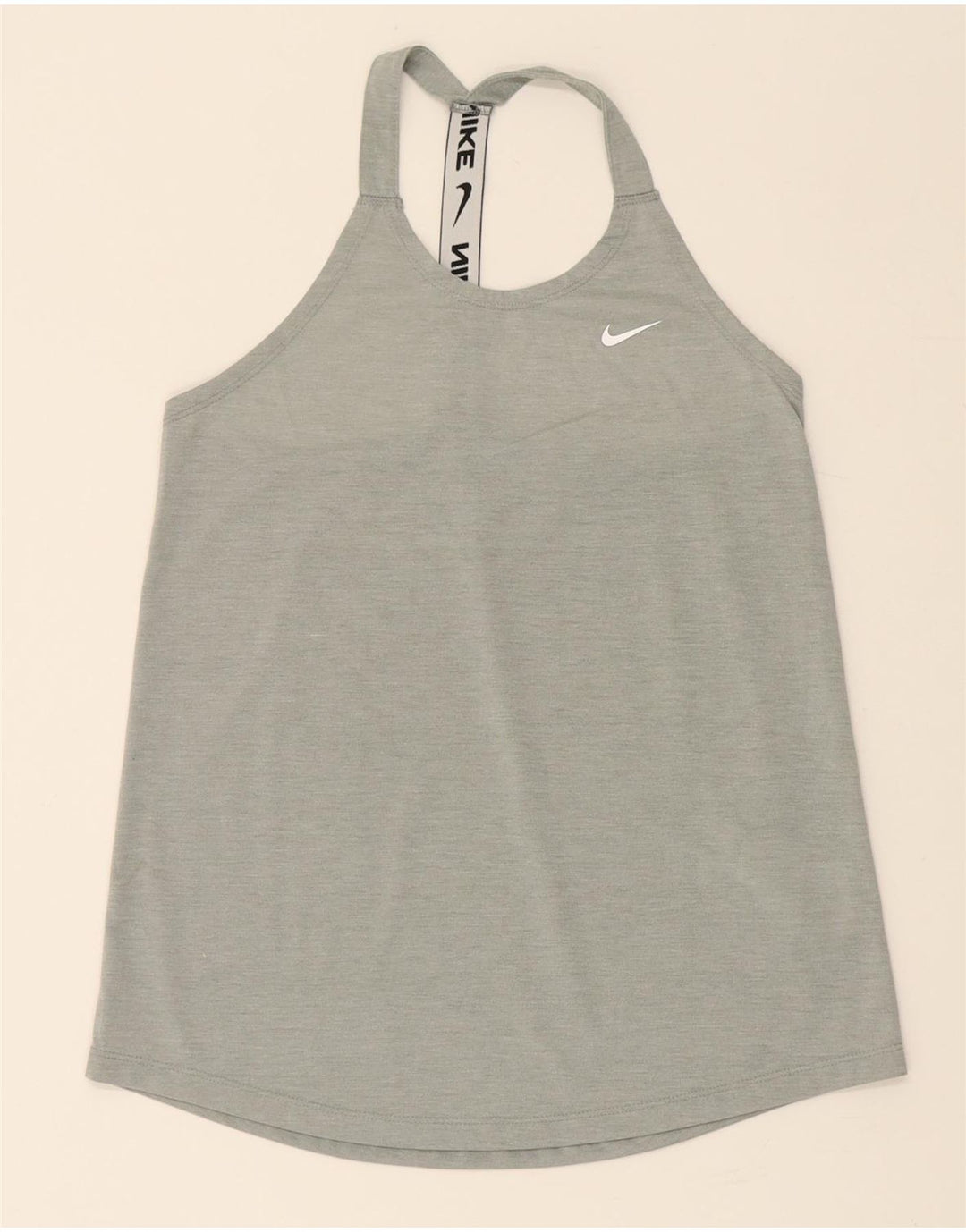 NIKE Womens Dri Fit Graphic Vest Top UK 8 Small Grey Polyester Vintage Nike and Second-Hand Nike from Messina Hembry 