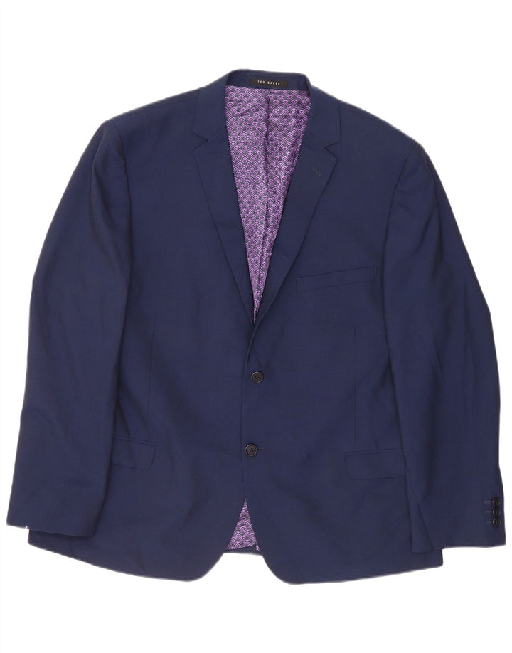 Jachetă Ted Baker pentru bărbați, cu 2 nasturi, UK 46 3XL Lână bleumarin
