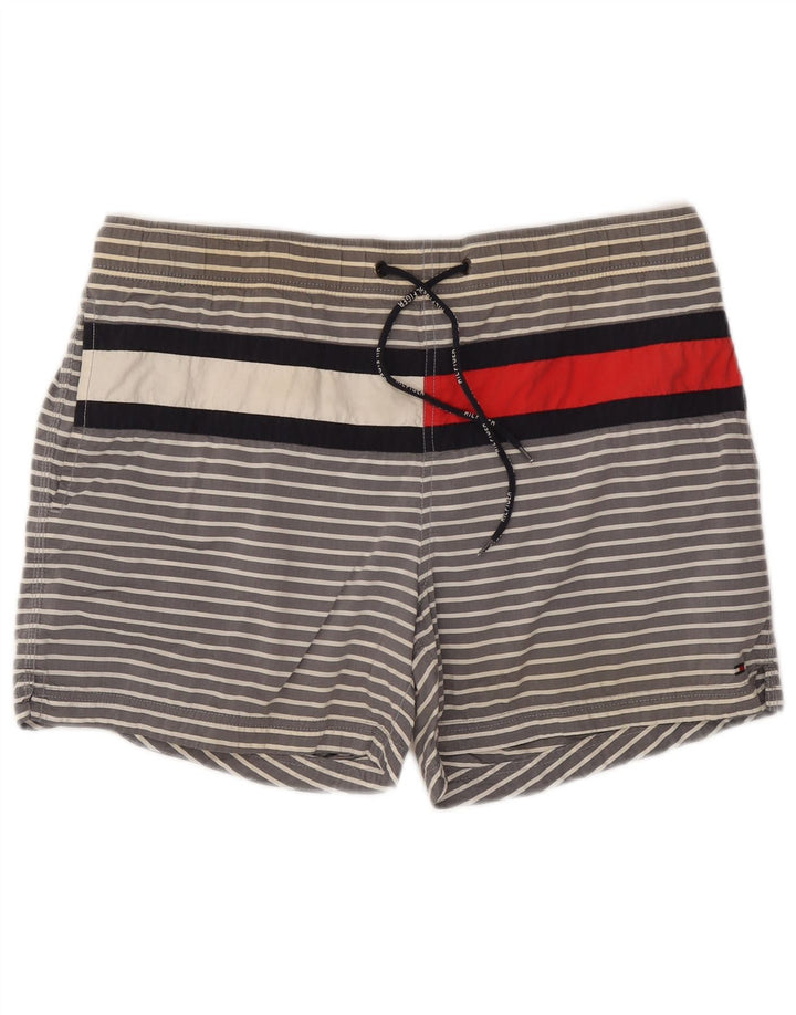 Pantaloni scurți de înot Tommy Hilfiger pentru bărbați, bumbac cu dungi gri mari
