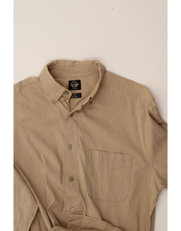 DOCKERS Mens Shirt Medium Brown Pinstripe Cotton Vintage Dockers and Second-Hand Dockers from Messina Hembry 