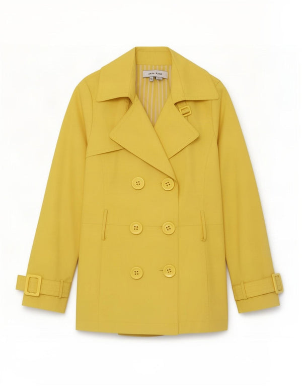 Zara Womens Trench Coat UK 10 Small Yellow Polyester
