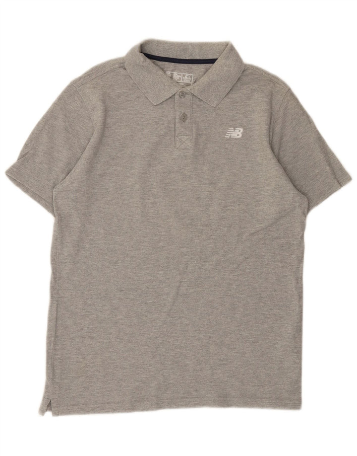 Tricou polo New Balance pentru bărbați, bumbac cu pete gri mediu