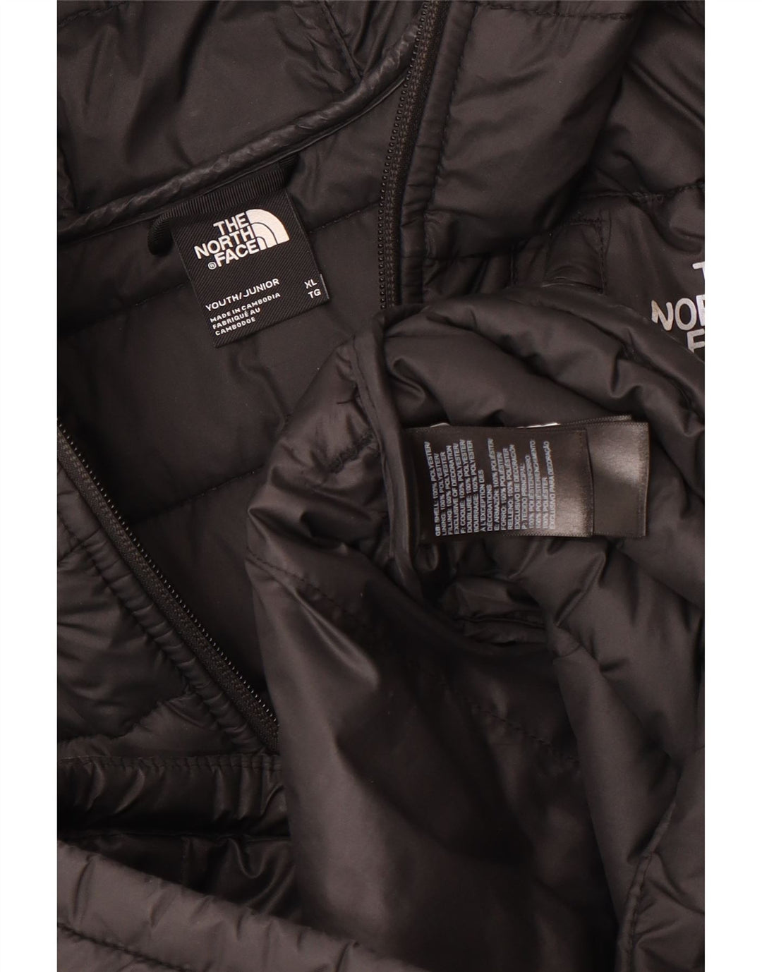 Jachetă căptușită cu glugă The North Face pentru băieți 14-15 ani XL poliester negru