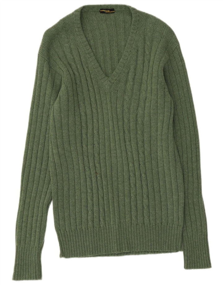 Pulover pentru bărbați Valdoglio cu decolteu în V, lână verde mică