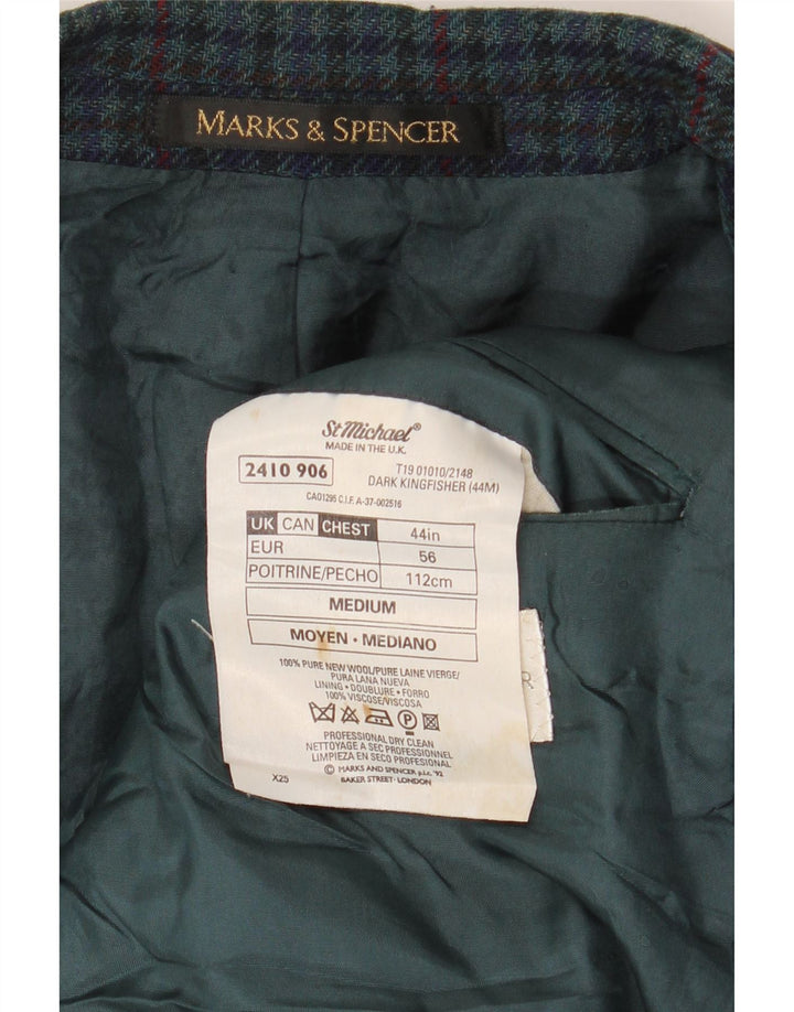 Marks & Spencer pentru bărbați St. Michael Blazer Jacket UK 44 XL Green Houndstooth