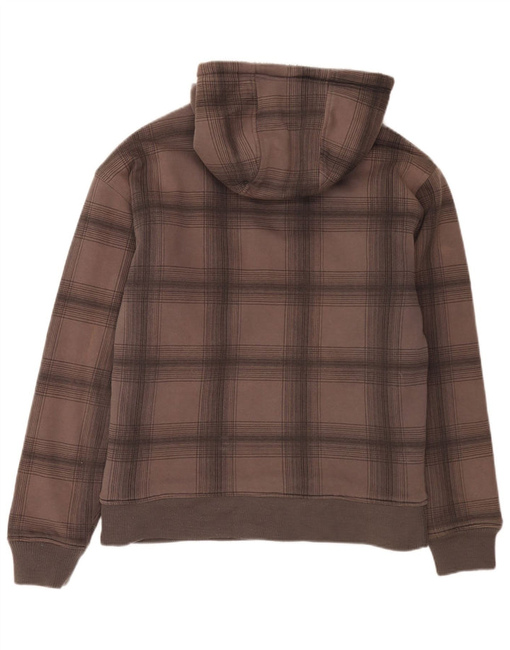 Pulover Quiksilver pentru bărbați, cu fermoar și cu capota, din bumbac cu carouri, gri mediu