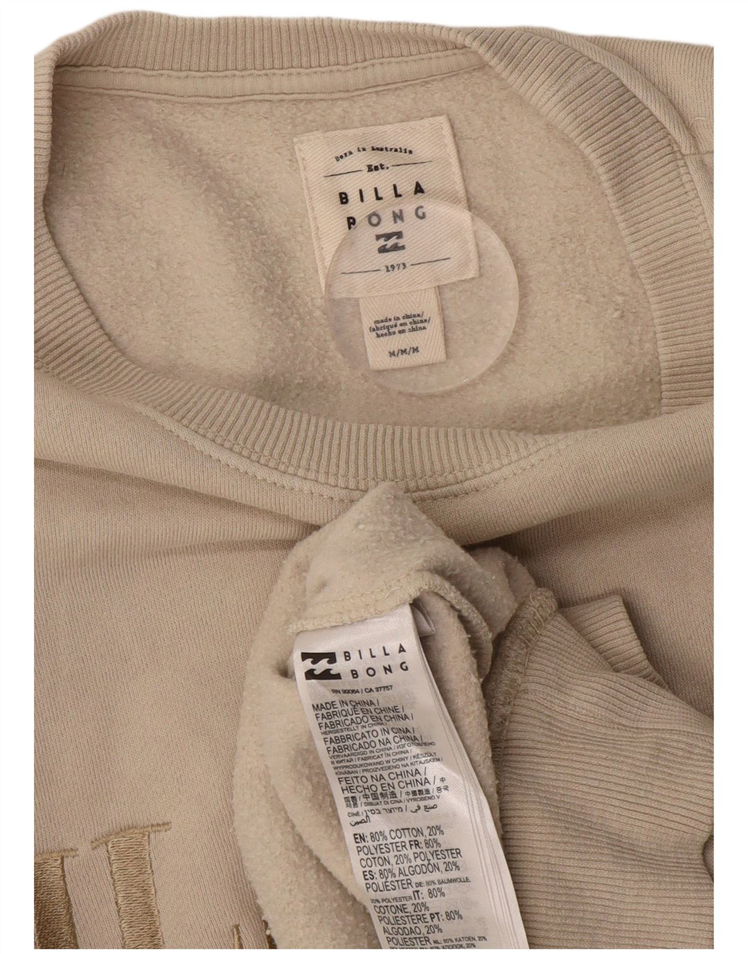 Pulover oversized pentru femei Billabong UK 12 Bumbac alb mediu mediu