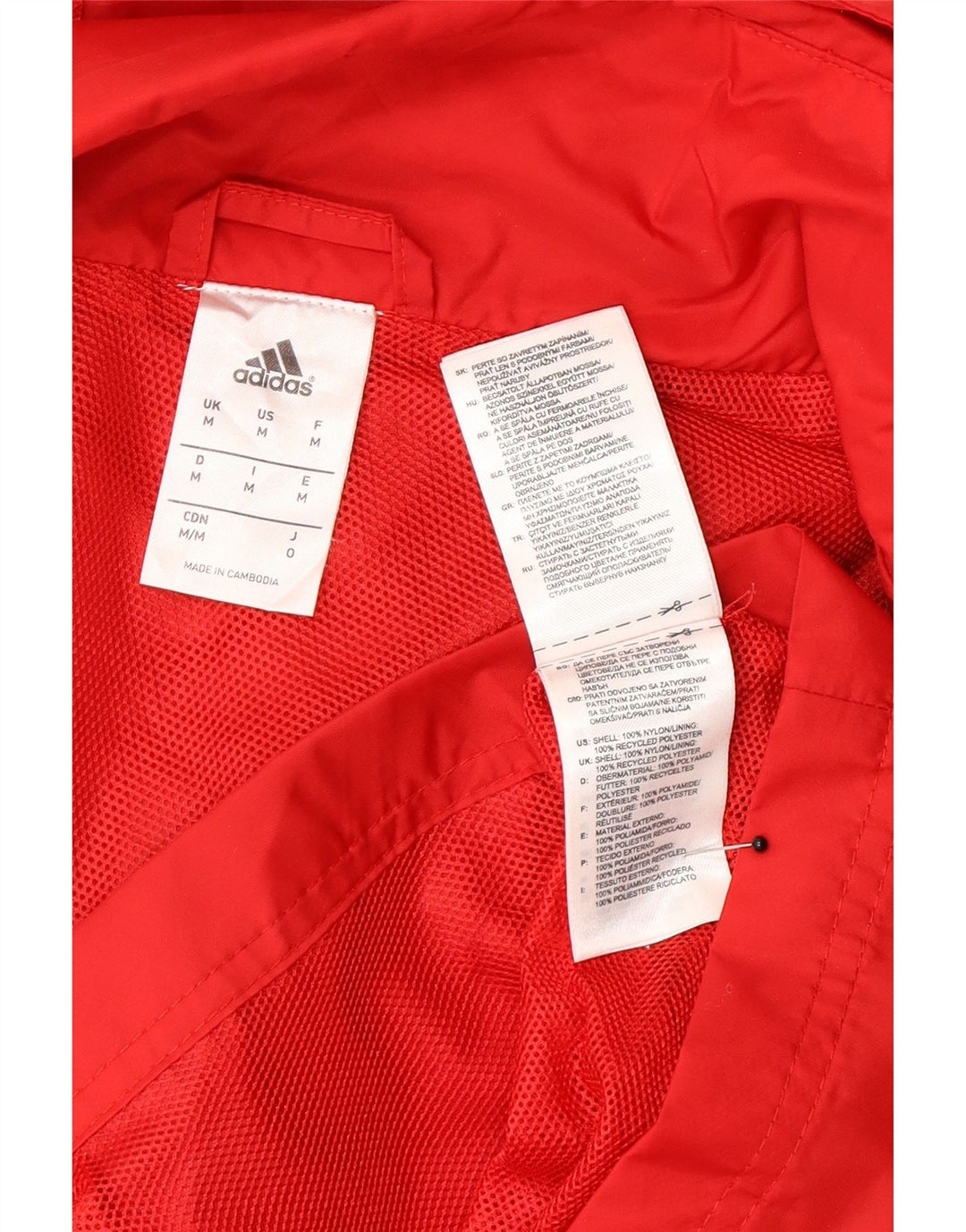 Jachetă de ploaie cu glugă pentru bărbați Adidas UK 38, nailon roșu mediu