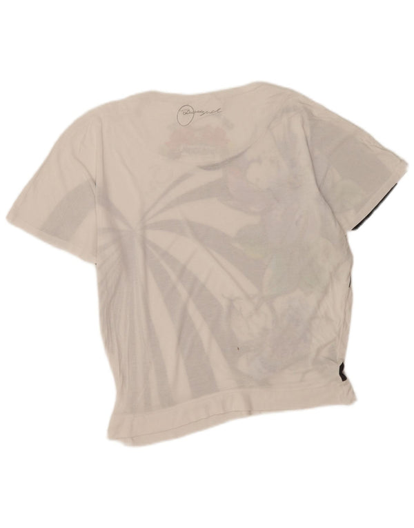 Tricou grafic Desigual pentru femei Top UK 14 Large White Floral