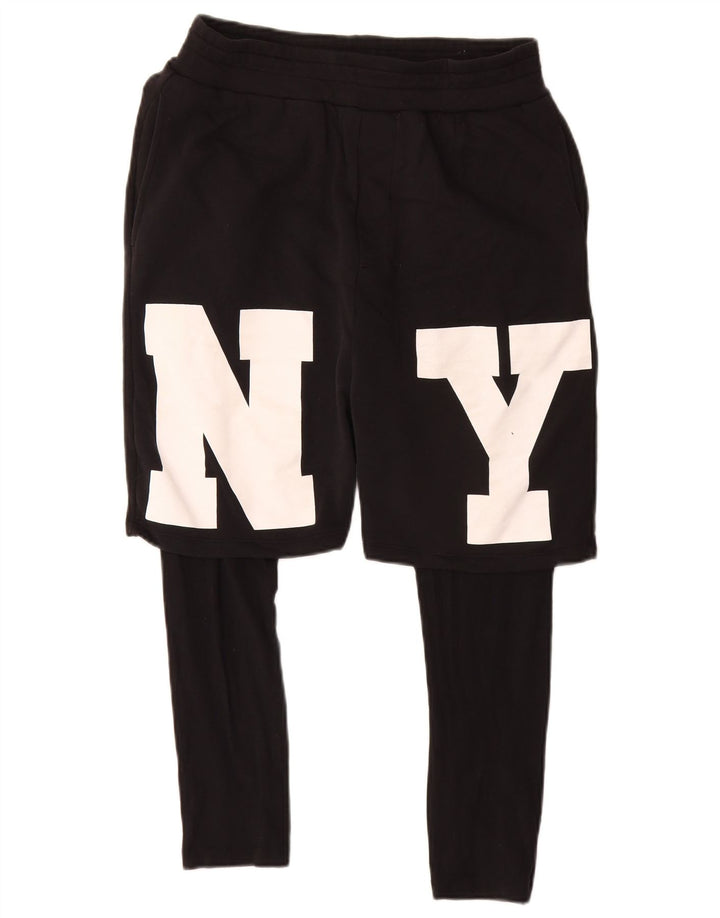 Pantaloni scurți sport grafic pentru bărbați Zara, bumbac mediu negru