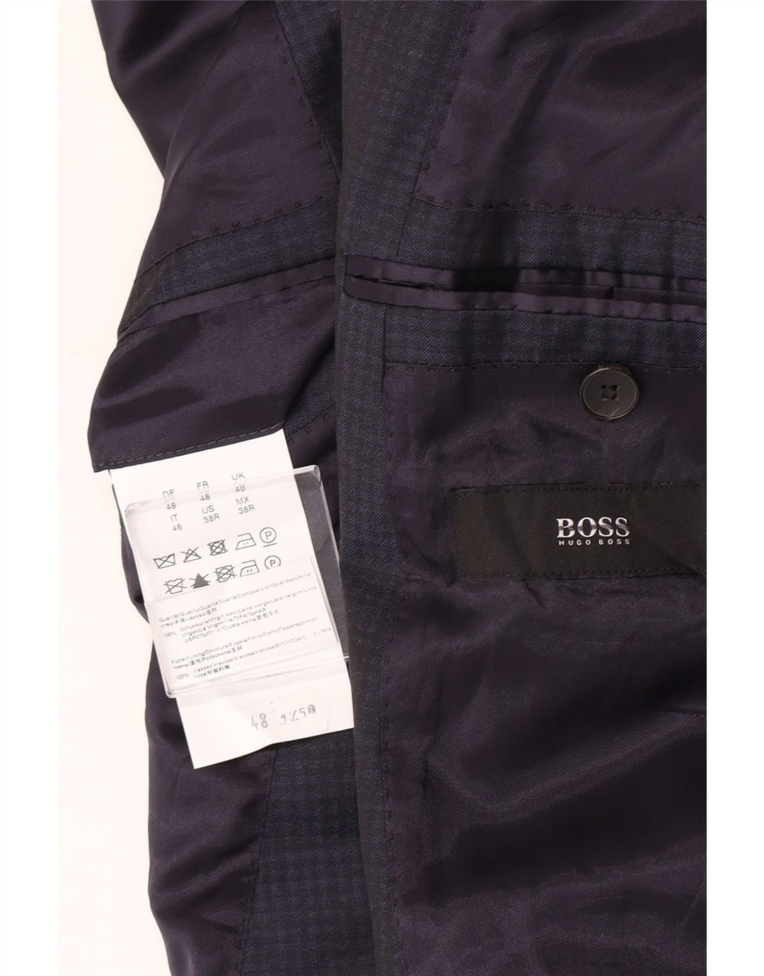 Jachetă blazer pentru bărbați Hugo Boss, cu 2 nasturi, IT 48 Medium Bleumarin Vichy