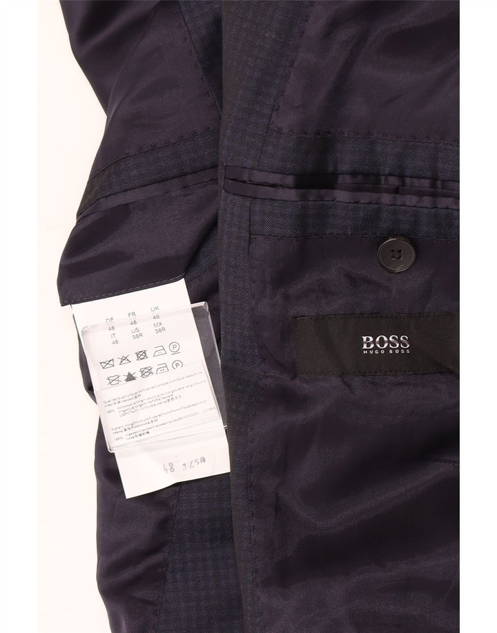Jachetă blazer pentru bărbați Hugo Boss, cu 2 nasturi, IT 48 Medium Bleumarin Vichy