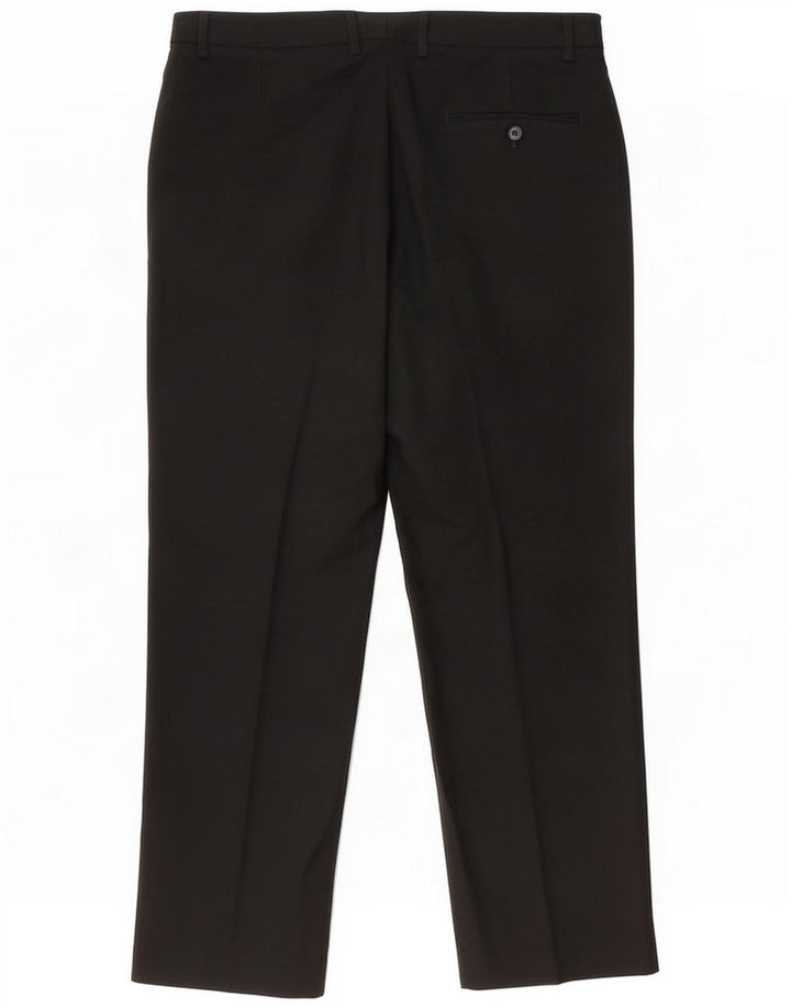 Pantaloni de costum pentru bărbați Marks & Spencer, cu ajustare normală, L36 L31, poliester negru