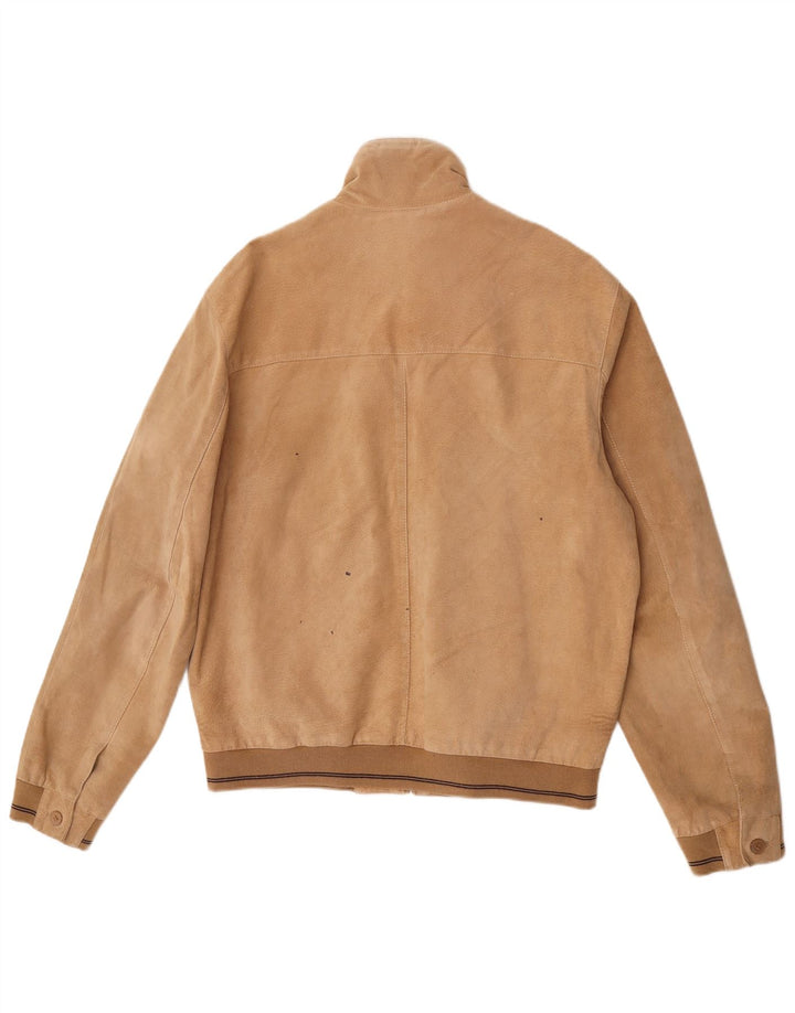Bomber vintage pentru bărbați din piele intoarsa IT 50 mare, maro, din piele