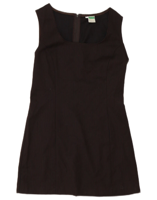 Rochie A-Line fără mâneci Benetton pentru femei UK 12 Maro Mediu Pinstripe